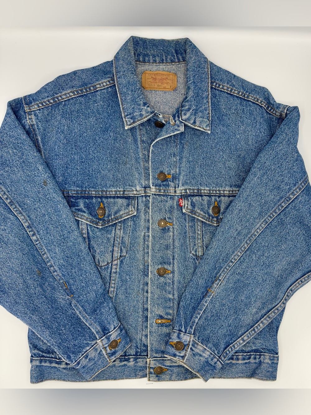 Vintage 80s Levi’s 70507 Denim Trucker Jacket Shoot Alaska Film Logo Small - Picture 12 of 14